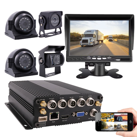 JOINLGO 4-CH GPS 4G WiFi RJ45 1080P Dual SD Vehicle Car DVR MDVR Kit G-sensor/HDMI Output/Remote View video and Track on APP/Motion Alarm