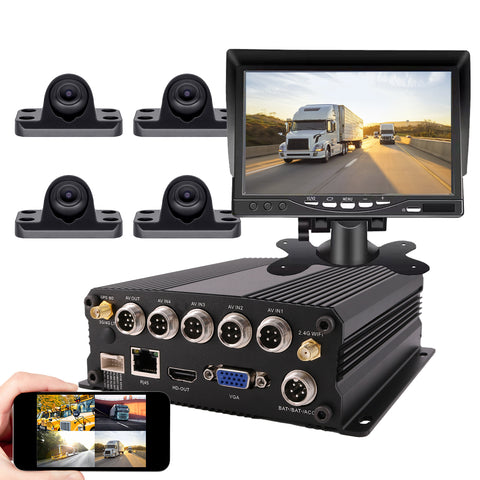 JOINLGO 4-CH GPS WIFI RJ45 LAN 1080P Dual SD Vehicle Car DVR Mini Camera Kit G-sensor/HDMI Output/Remote View video and Track on APP/Motion Alarm