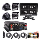 H.264/H.265 4G GPS WiFi Mobile Network NVR 2K 4MP IP Waterproof Camera System for Bus/Truck Fleet Management PC/APP Remote Real-time Monitor