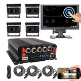 JOINLGO Touch Screen 10" GPS 4G WiFi 1080P Vehicle Truck Fleet DVR Audio and Video Recorder System Remote View on Phone and Web 4 IR Car Cameras 120 View Angle