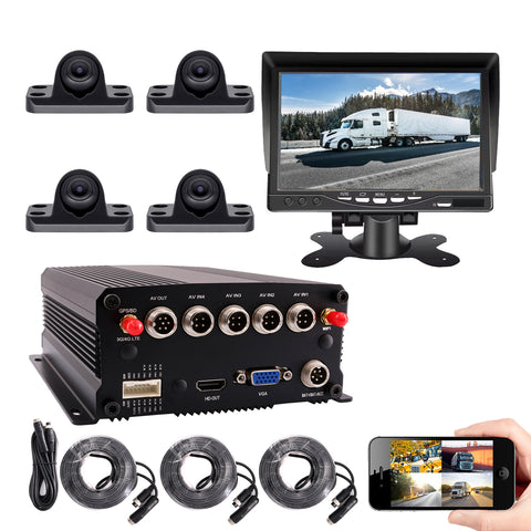 JOINLGO 4CH GPS WiFi 1080P HDD/SSD/SD Vehicle Car DVR Kit G-sensor/HDMI Output/Remote View video and Track on APP/Motion Alarm