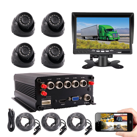 JOINLGO 4-CH 4G GPS WiFi 1080P SSD/SD Vehicle Car DVR  Kit Built-in Microphone HDMI Output/Remote View video and Track on APP/Motion Alarm