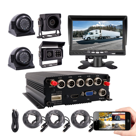 JOINLGO 4-CH GPS WiFi RJ45 LAN 1080P Dual SD Vehicle Car DVR Kit G-sensor/HDMI Output/Remote View video and Track on APP/Motion Alarm
